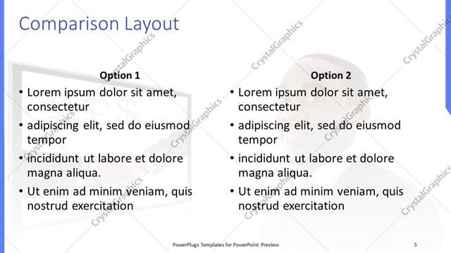 Comparison presentation slide layout