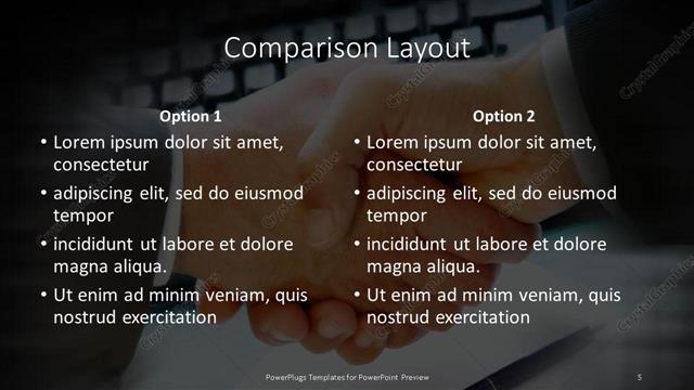 Comparison presentation slide layout