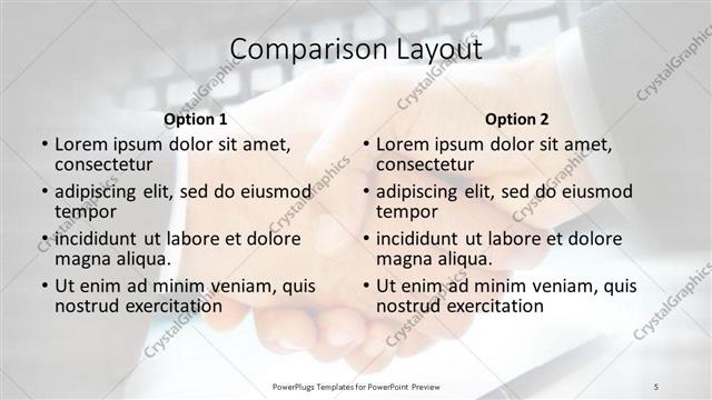Comparison presentation slide layout