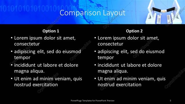 Comparison presentation slide layout