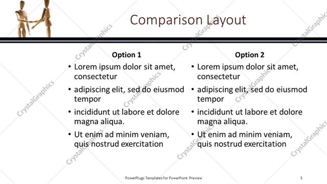 Comparison presentation slide layout
