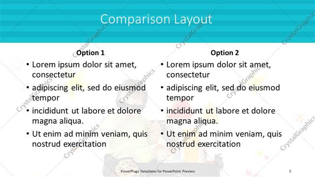 Comparison presentation slide layout