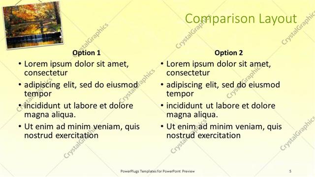 Comparison presentation slide layout