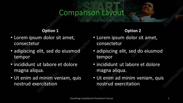 Comparison presentation slide layout