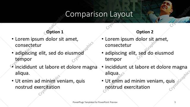 Comparison presentation slide layout
