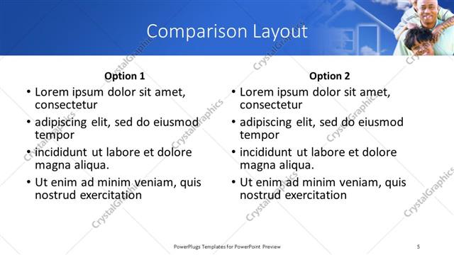 Comparison presentation slide layout