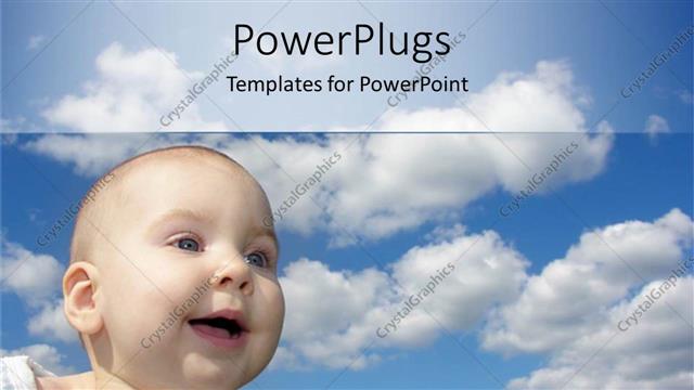 Presentation with happy baby - Happy baby smiling under blue sky with white clouds