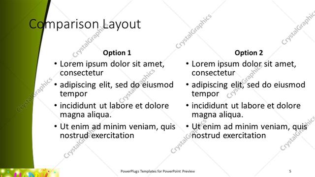 Comparison presentation slide layout