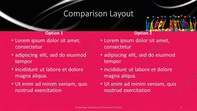 Comparison presentation slide layout