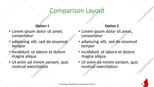 Comparison presentation slide layout