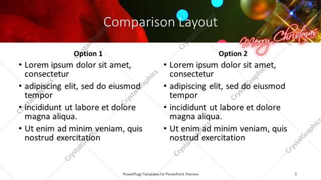 Comparison presentation slide layout
