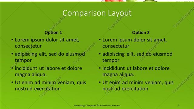 Comparison presentation slide layout