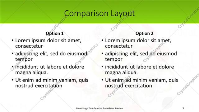 Comparison presentation slide layout