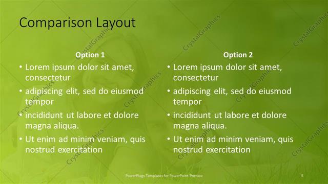 Comparison presentation slide layout