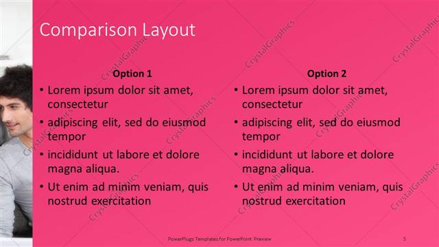 Comparison presentation slide layout