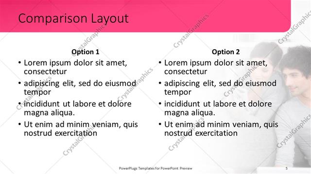 Comparison presentation slide layout
