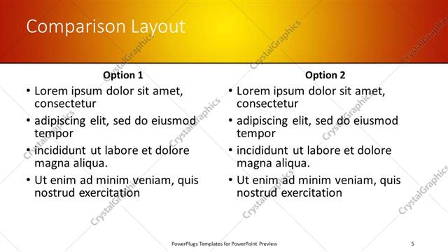 Comparison presentation slide layout