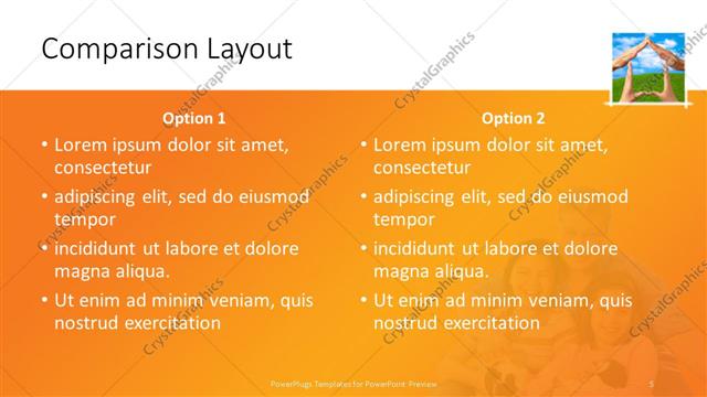 Comparison presentation slide layout