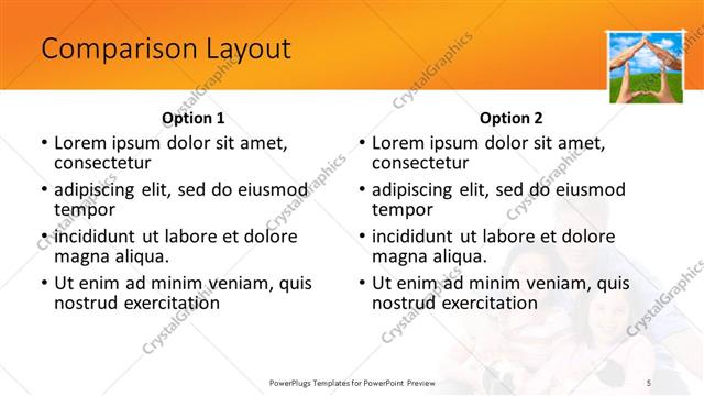 Comparison presentation slide layout