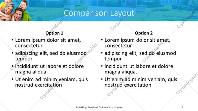 Comparison presentation slide layout