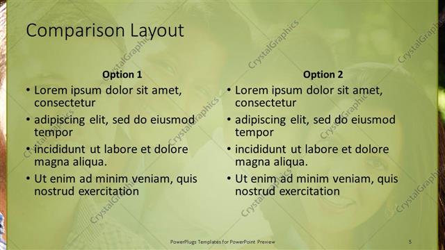 Comparison presentation slide layout