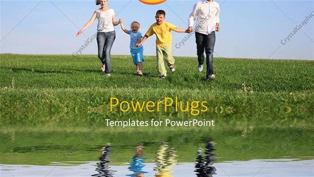  Presentation with family - Happy family of four with a yellow smiley face