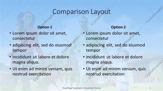 Comparison presentation slide layout