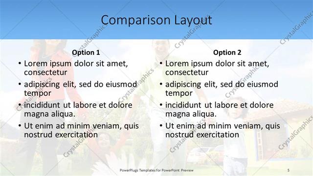 Comparison presentation slide layout