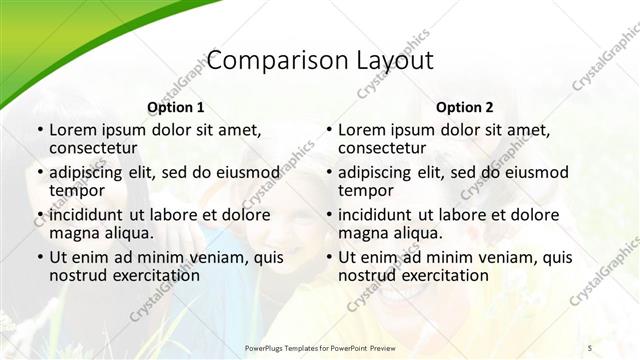 Comparison presentation slide layout
