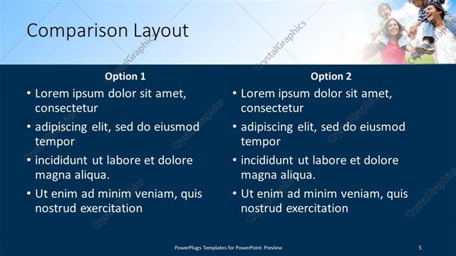 Comparison presentation slide layout