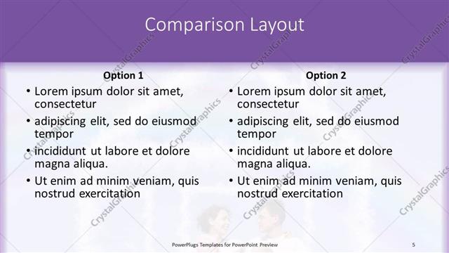 Comparison presentation slide layout