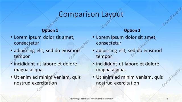 Comparison presentation slide layout