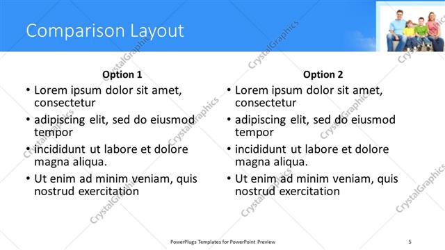 Comparison presentation slide layout