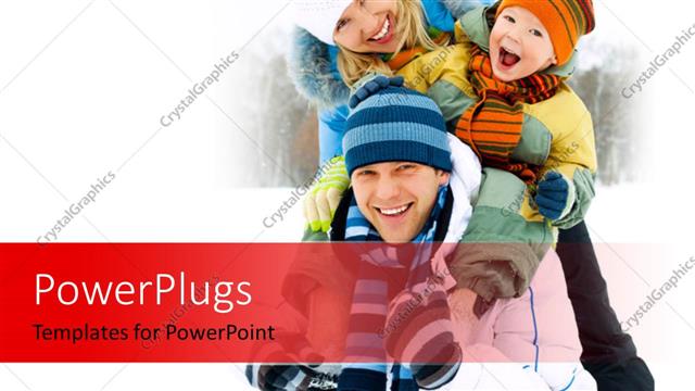  Presentation with winter family - Happy family spending time outdoor in winter park with snow