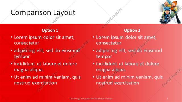 Comparison presentation slide layout