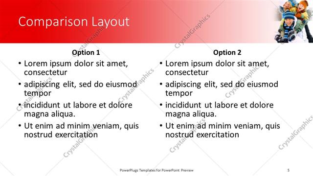 Comparison presentation slide layout