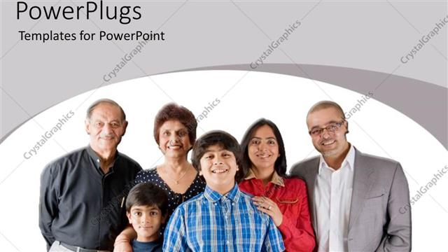  Presentation with family - Happy family takes group landscape picture with grandfather