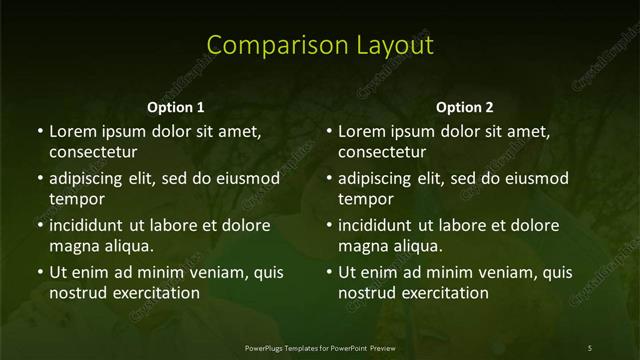 Comparison presentation slide layout