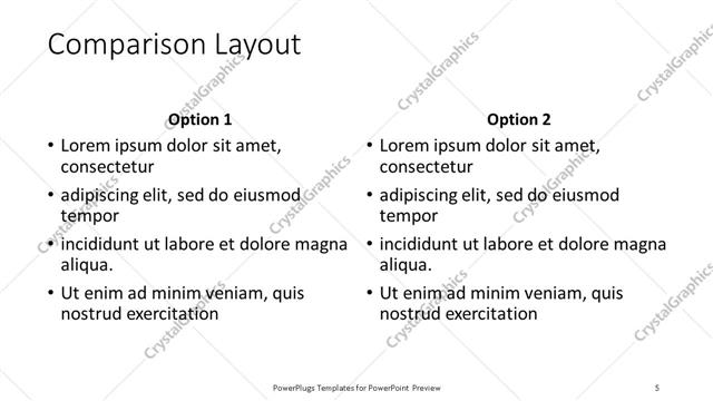 Comparison presentation slide layout