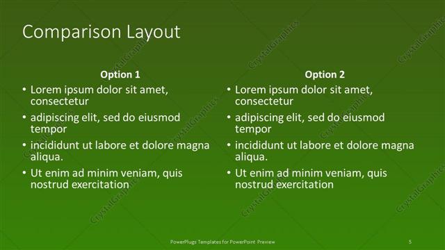 Comparison presentation slide layout