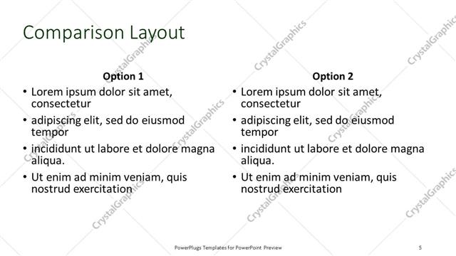 Comparison presentation slide layout