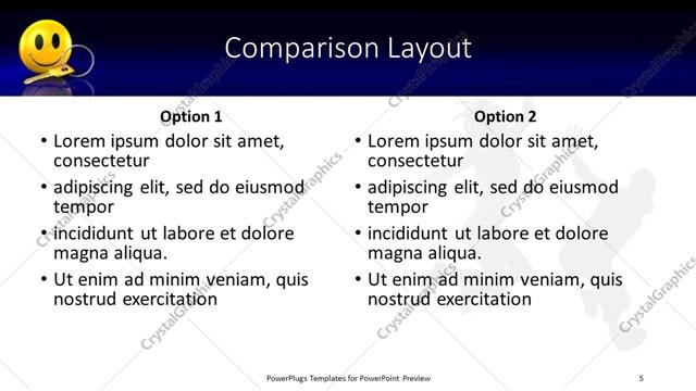 Comparison presentation slide layout