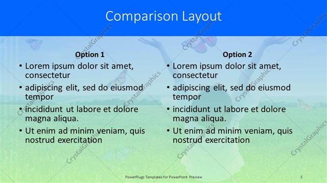 Comparison presentation slide layout