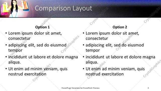 Comparison presentation slide layout