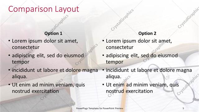 Comparison presentation slide layout