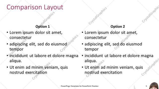 Comparison presentation slide layout