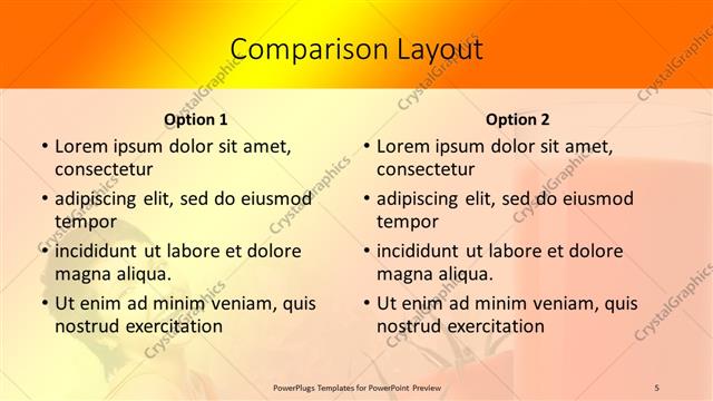 Comparison presentation slide layout