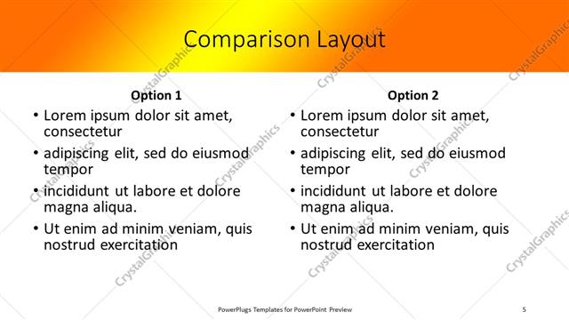 Comparison presentation slide layout