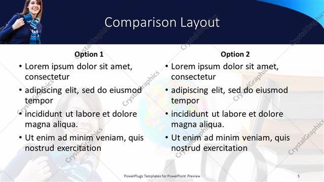 Comparison presentation slide layout