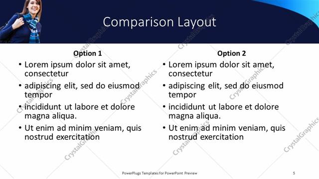 Comparison presentation slide layout